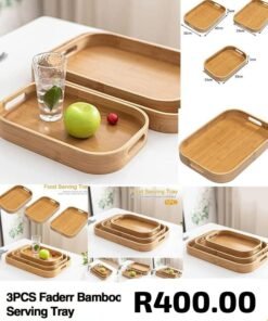 3 Pcs Fader Bamboo Serving Tray
