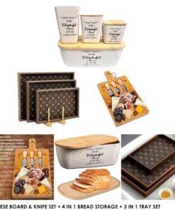 Cheese Board & Knife Set + 4 in 1 Bread Storage + 3 in 1 Tray Set